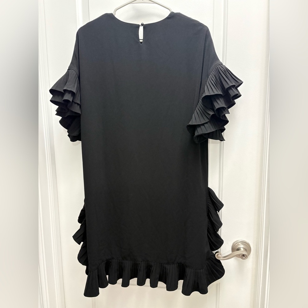 Gracia Black Ruffle Sleeve Dress Size Small Oversized Lined